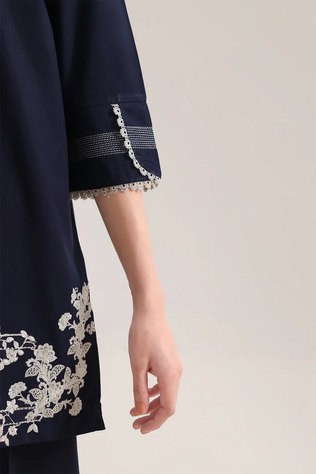 Blended Solid Embroidered Stitched Shirt - Image 4