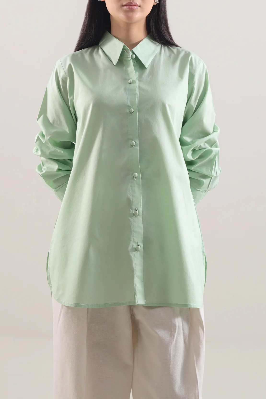 Cambric Solid Stitched Shirt - Image 2