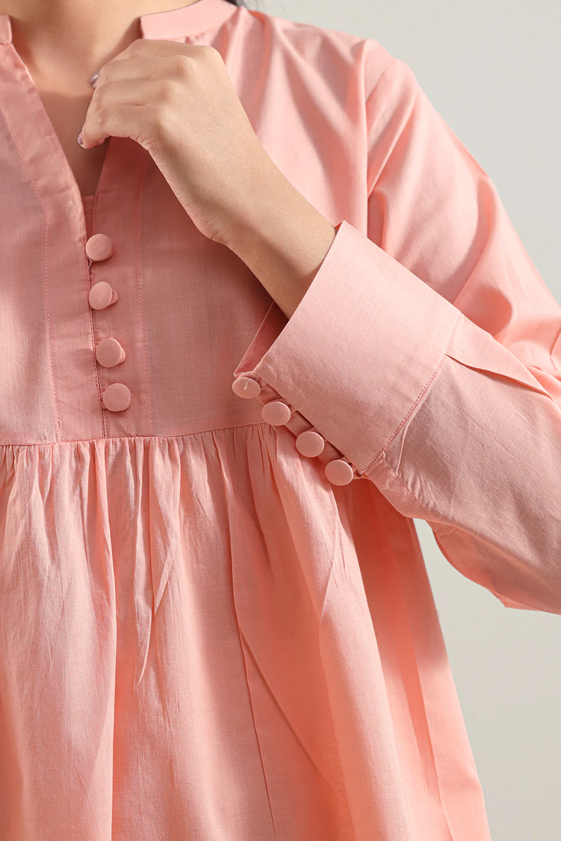 Cambric Solid Stitched Shirt - Image 5