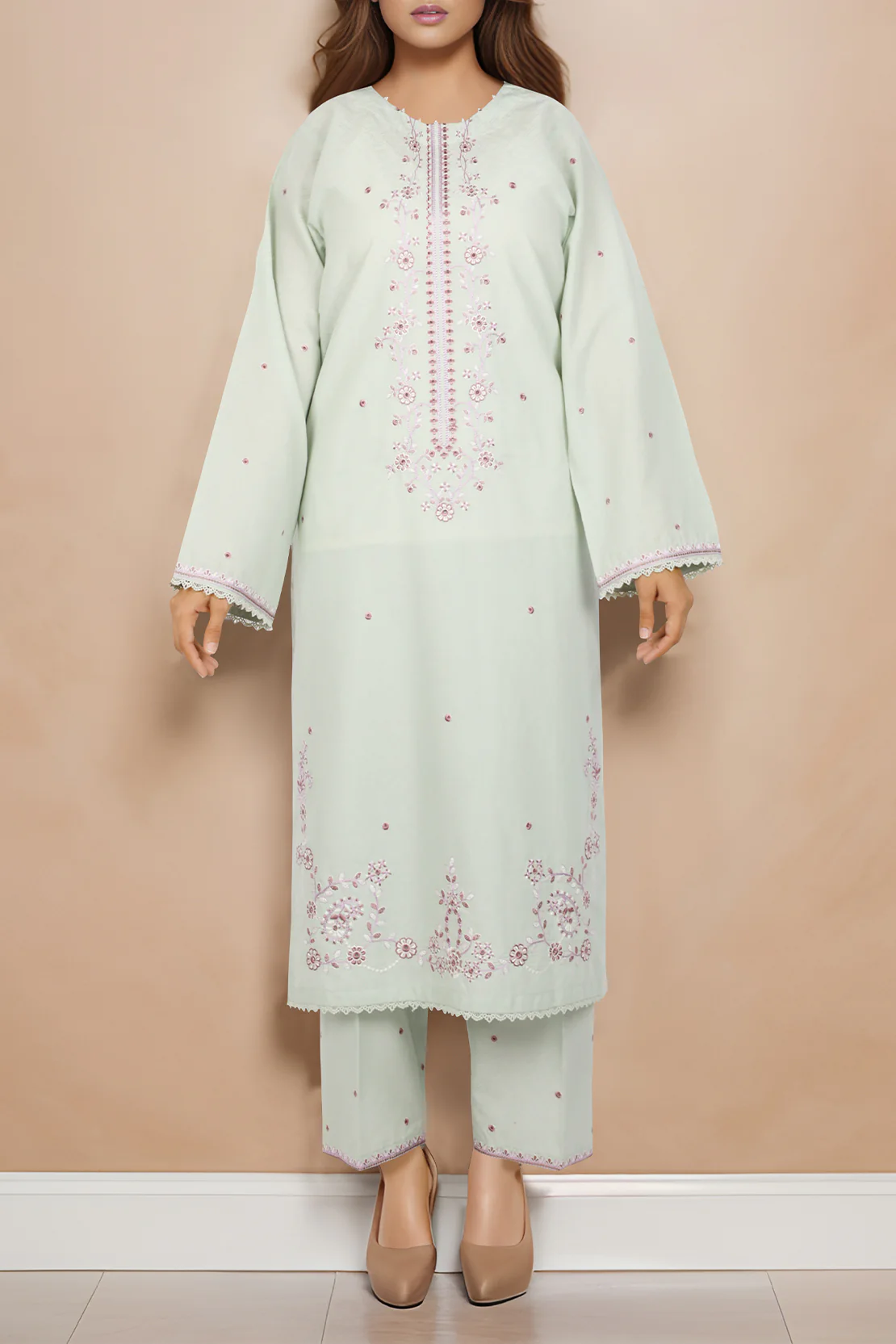 Cotton Jacquard Embroidered Stitched 2 Piece (Shirt/Trouser) - Image 2