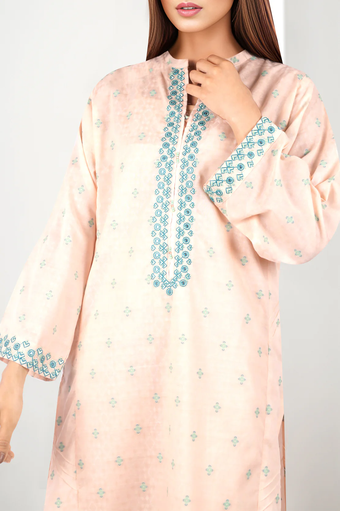 Cotton Jacquard Embroidered Stitched 2 Piece (Shirt/Trouser)