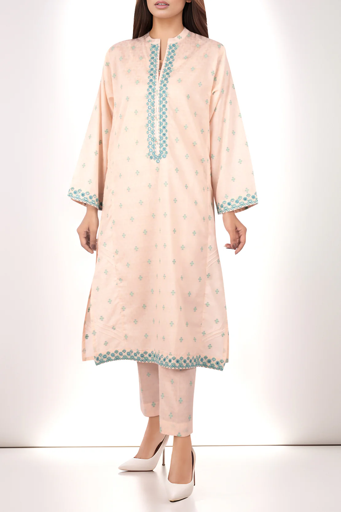 Cotton Jacquard Embroidered Stitched 2 Piece (Shirt/Trouser) - Image 2
