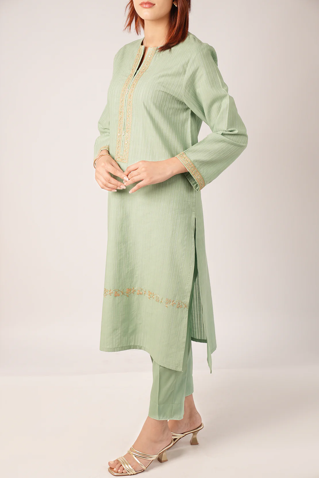 Cotton Jacquard Embroidered Stitched 2 Piece (Shirt/Trouser) - Image 3