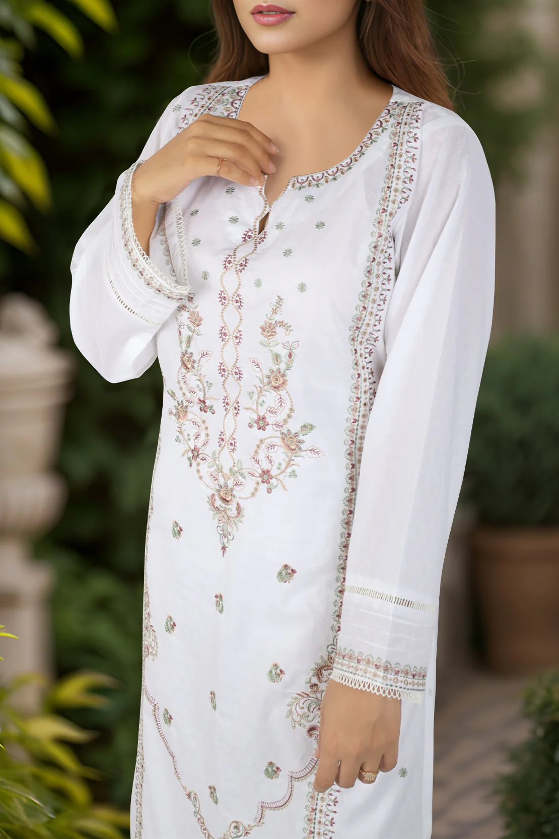 Cotton Jacquard Embroidered Stitched 2 Piece (Shirt/Trouser)