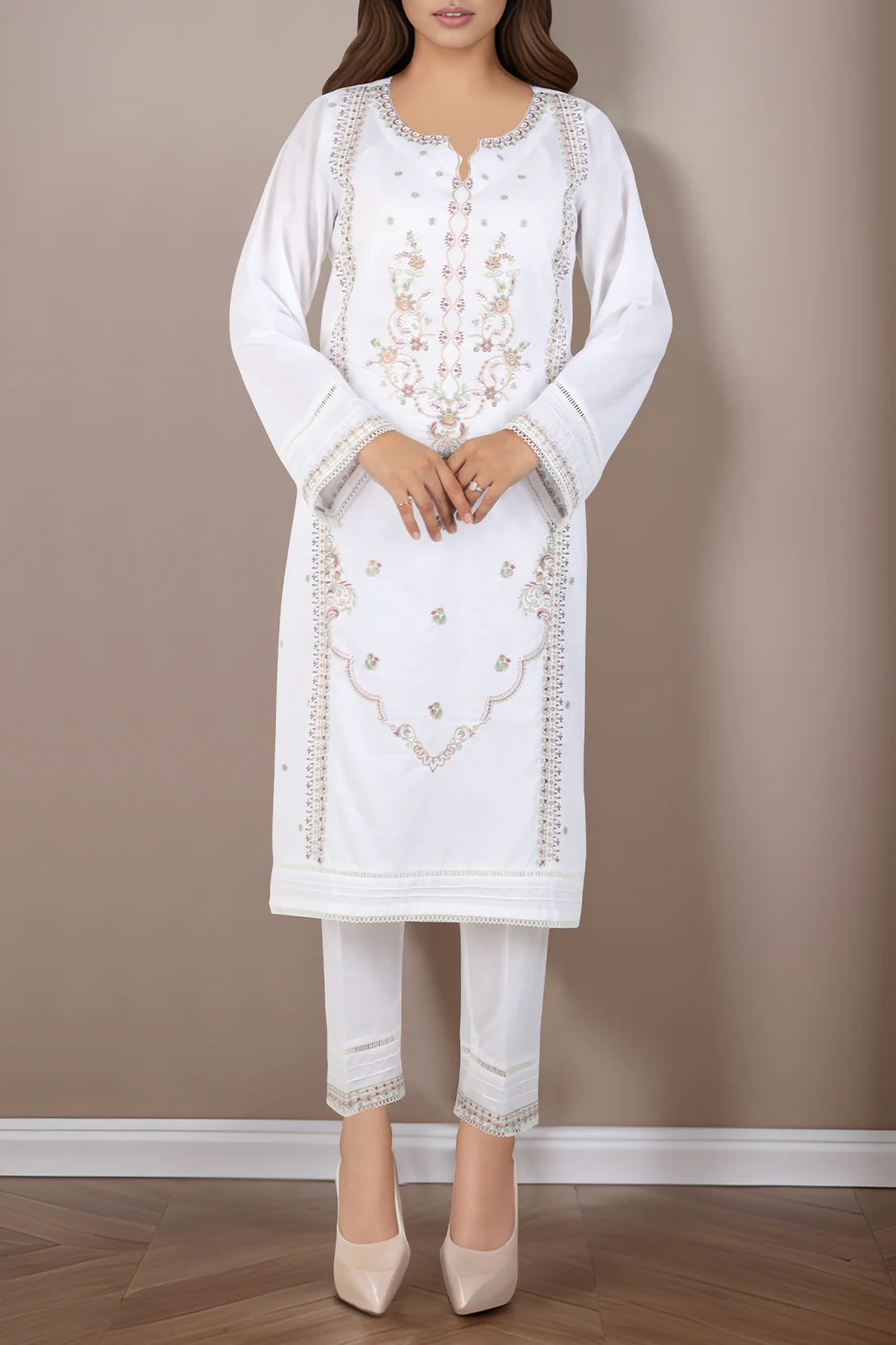 Cotton Jacquard Embroidered Stitched 2 Piece (Shirt/Trouser) - Image 2
