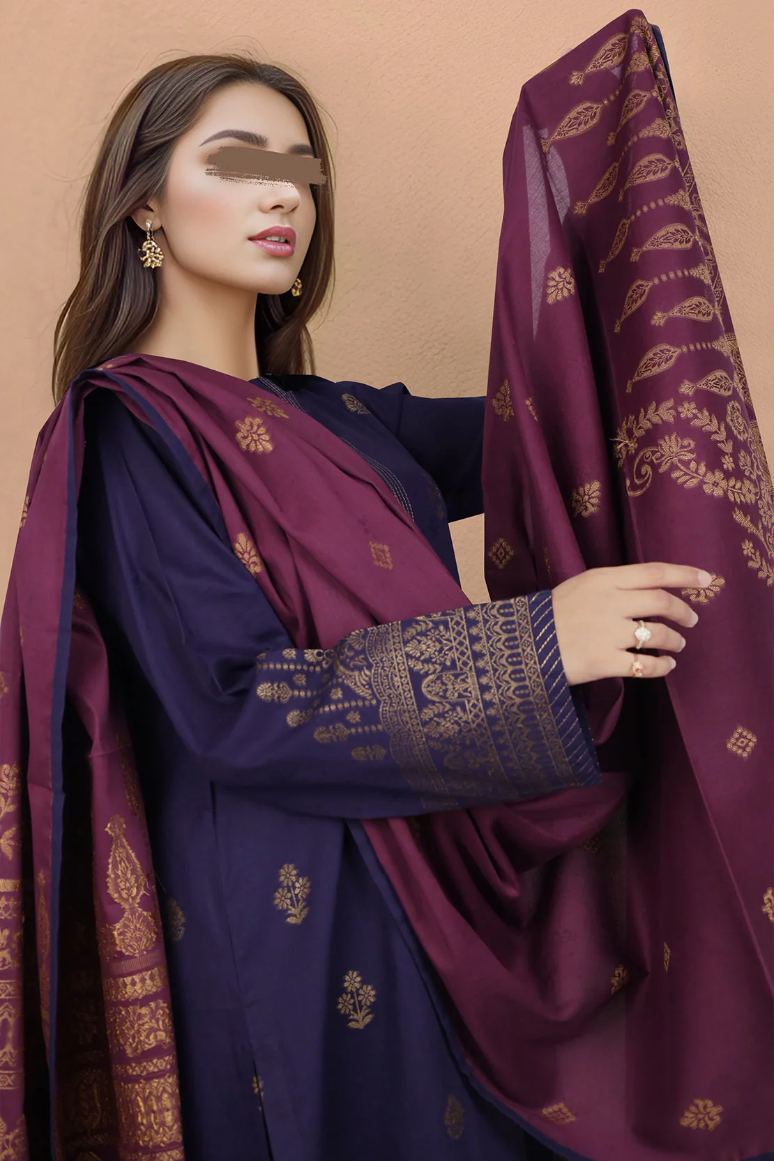 Cotton Jacquard Stitched 2 Piece (Shirt/Dupatta) - Image 3