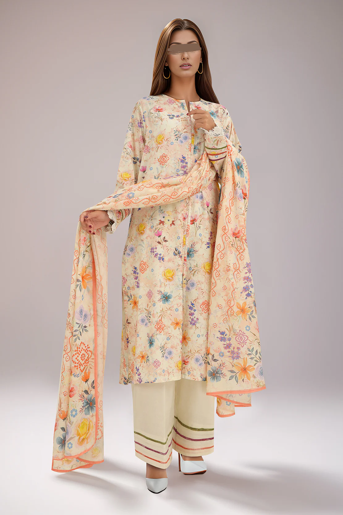 Cotton Jacquard Stitched 2 Piece (Shirt/Dupatta) - Image 4