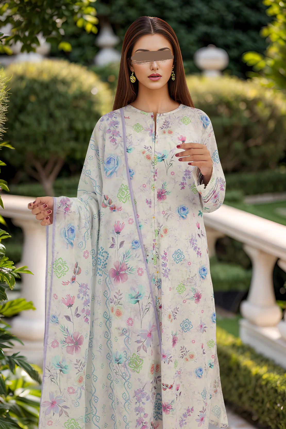 Cotton Jacquard Stitched 2 Piece (Shirt/Dupatta) - Image 3