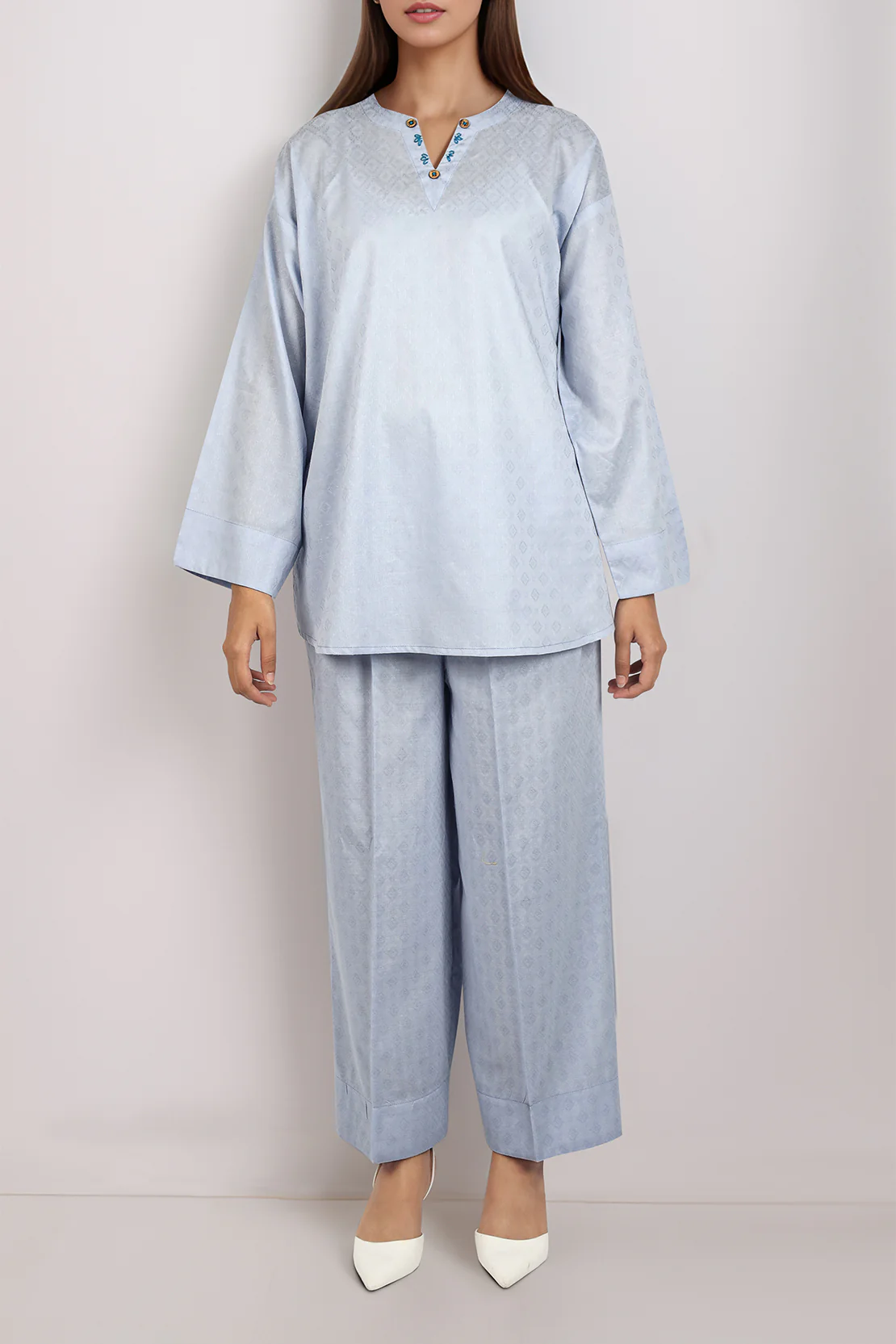 Cotton Jacquard Stitched 2 Piece (Shirt/Trouser) - Image 2