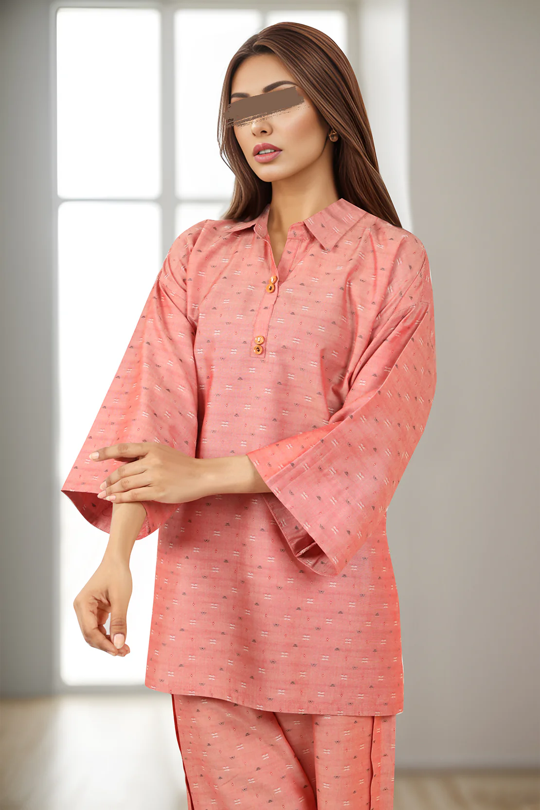 Cotton Jacquard Stitched 2 Piece (Shirt/Trouser) - Image 2