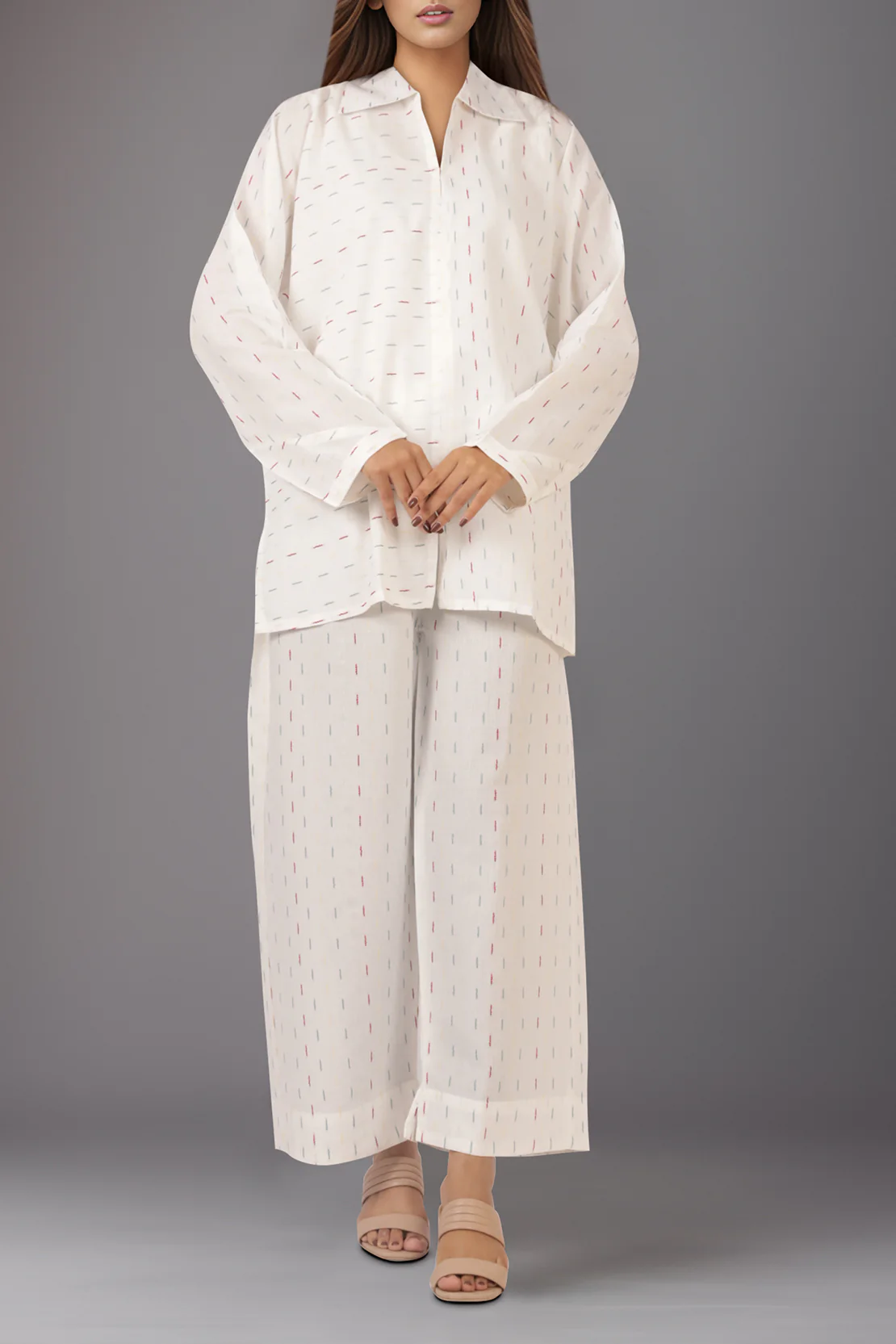 Cotton Jacquard Stitched 2 Piece (Shirt/Trouser) - Image 2