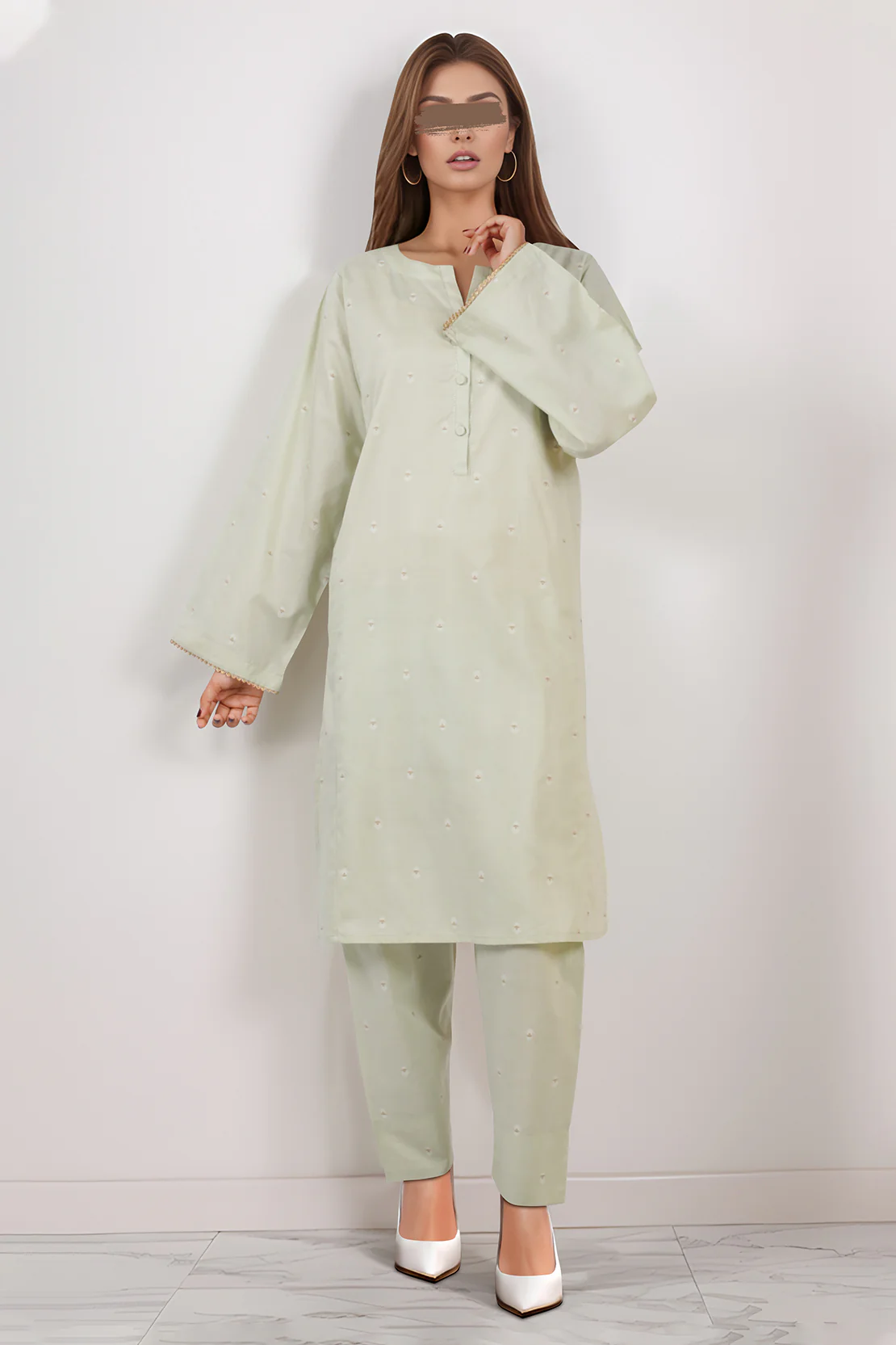 Cotton Jacquard Stitched 2 Piece (Shirt/Trouser) - Image 3