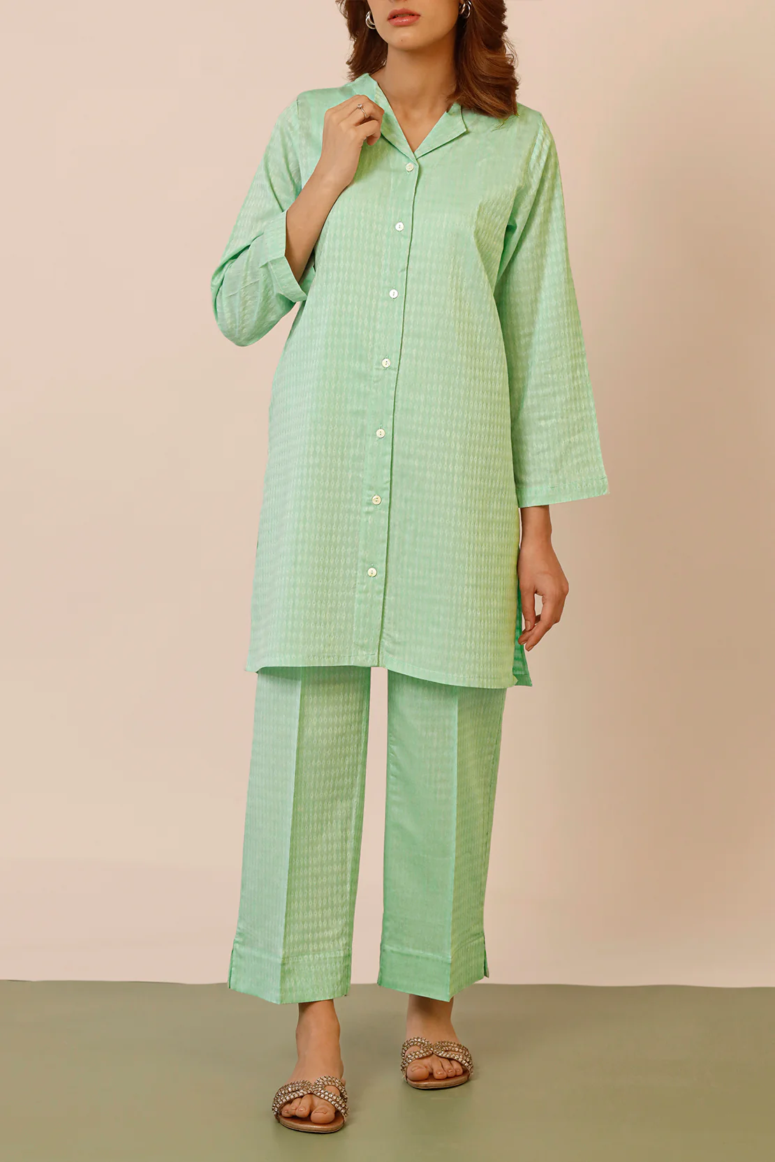 Cotton Jacquard Stitched 2 Piece (Shirt/Trouser) - Image 3