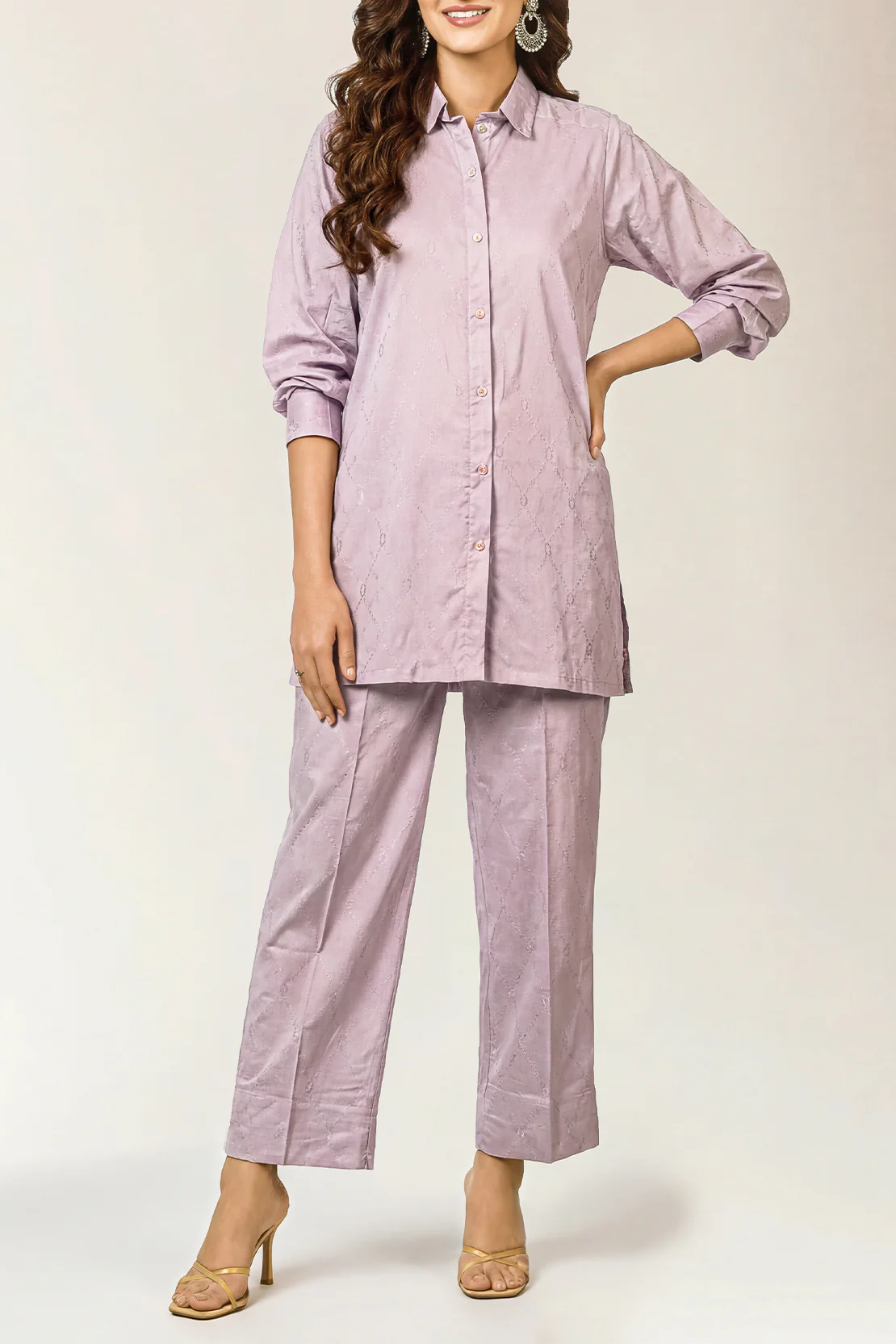 Cotton Jacquard Stitched 2 Piece (Shirt/Trouser)