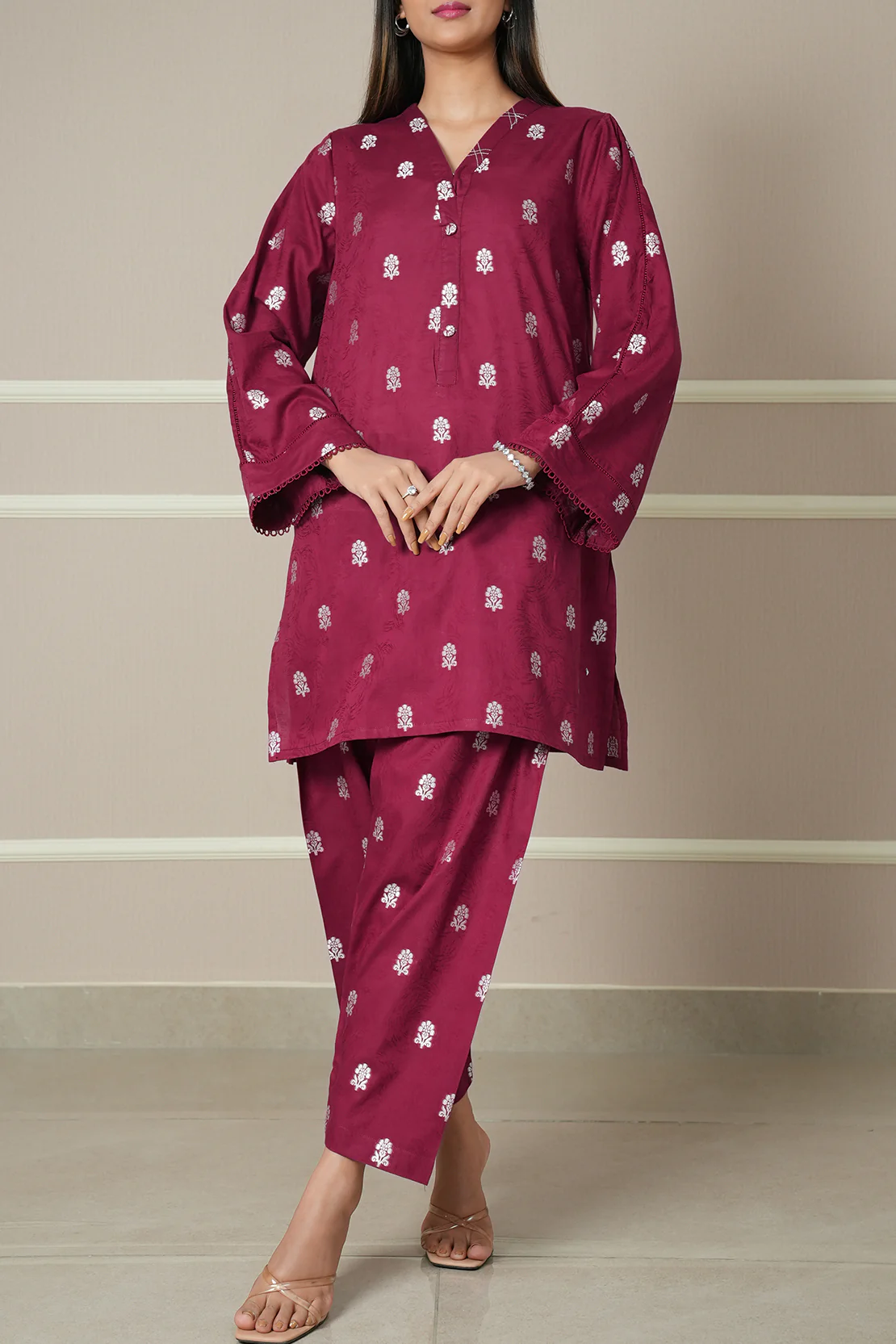 Cotton Jacquard Stitched 2 Piece (Shirt/Trouser) - Image 3