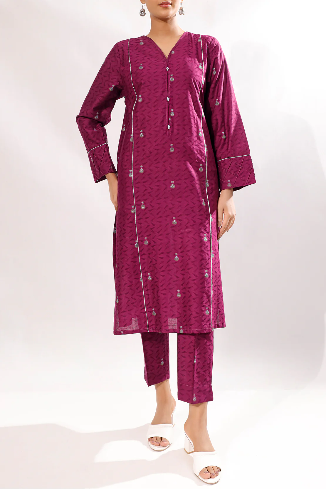 Cotton Jacquard Stitched 2 Piece (Shirt/Trouser) - Image 3
