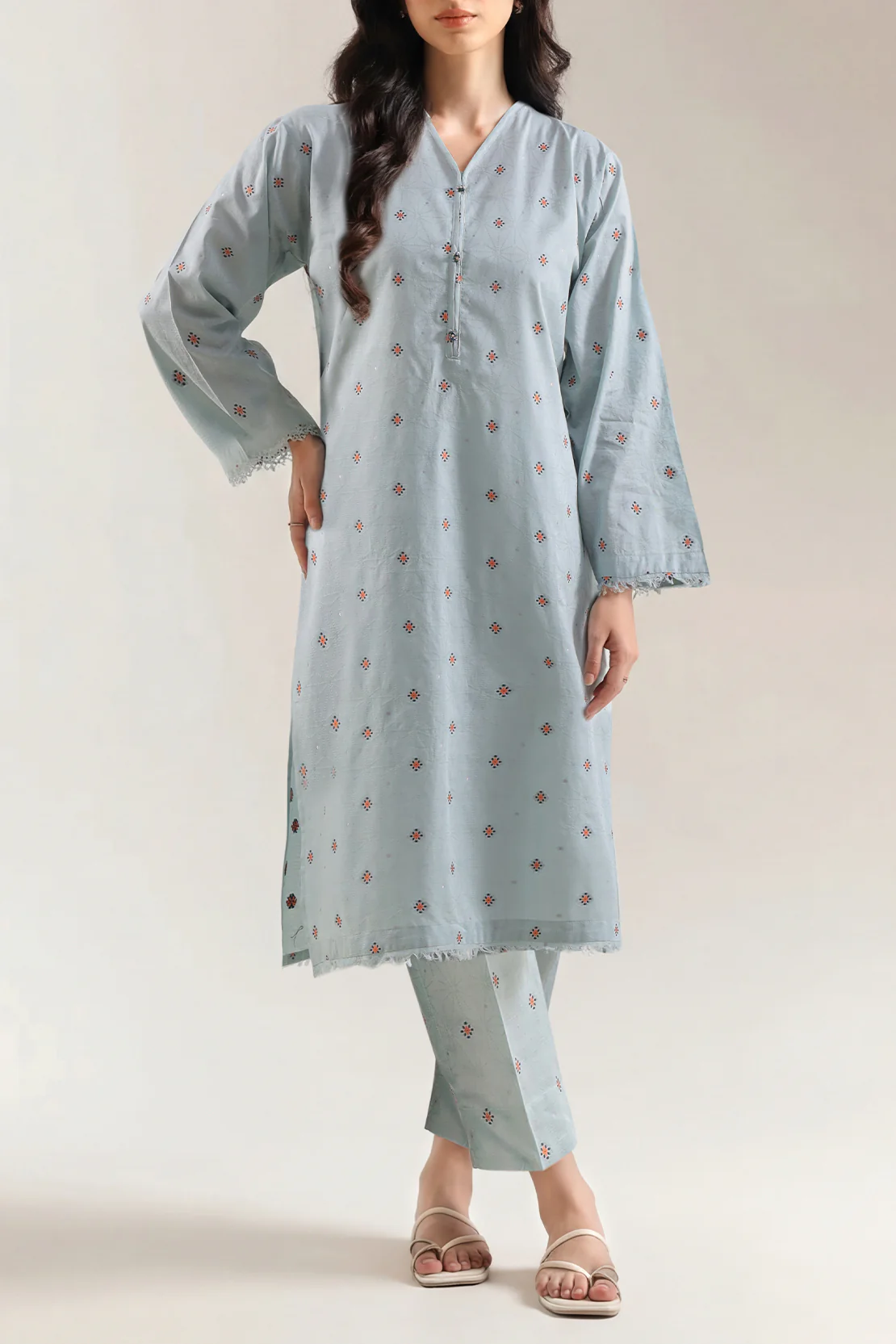 Cotton Jacquard Stitched 2 Piece (Shirt/Trouser)