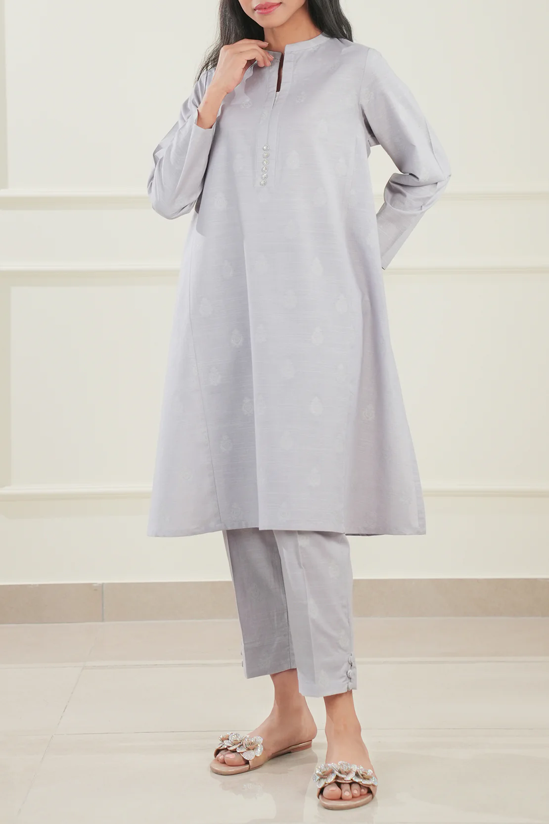Cotton Jacquard Stitched 2 Piece (Shirt/Trouser) - Image 2