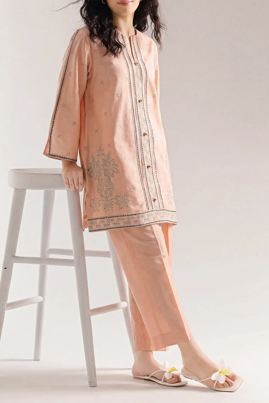 Cotton Jacquard Stitched 2 Piece (Shirt/Trouser)