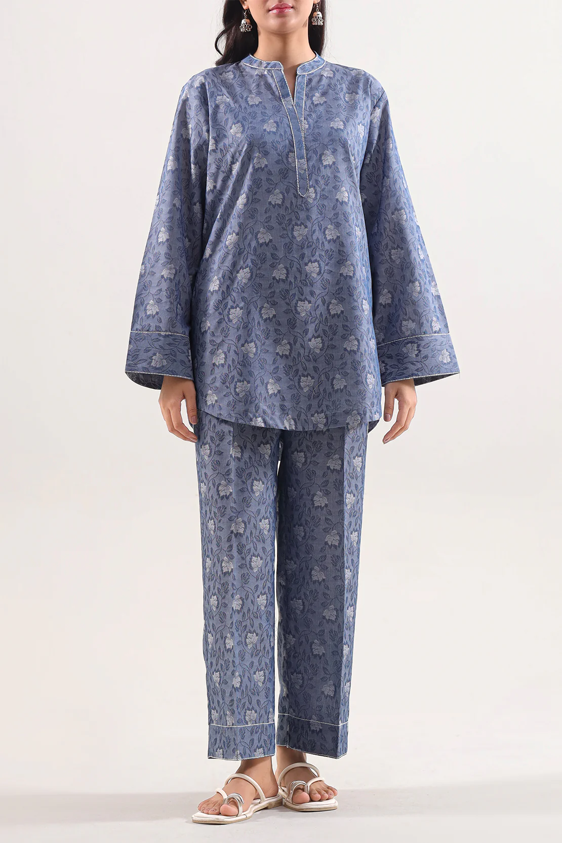 Cotton Jacquard Stitched 2 Piece (Shirt/Trouser)