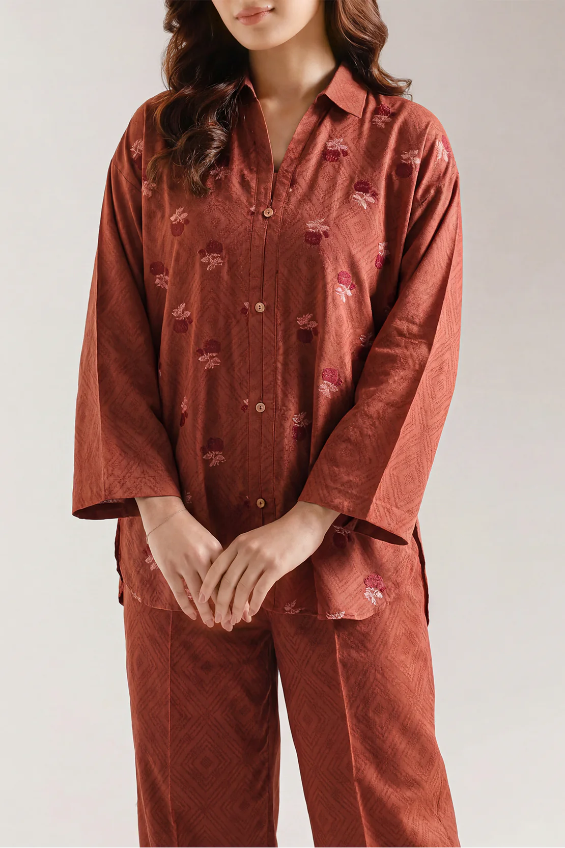 Cotton Jacquard Stitched 2 Piece (Shirt/Trouser) - Image 2