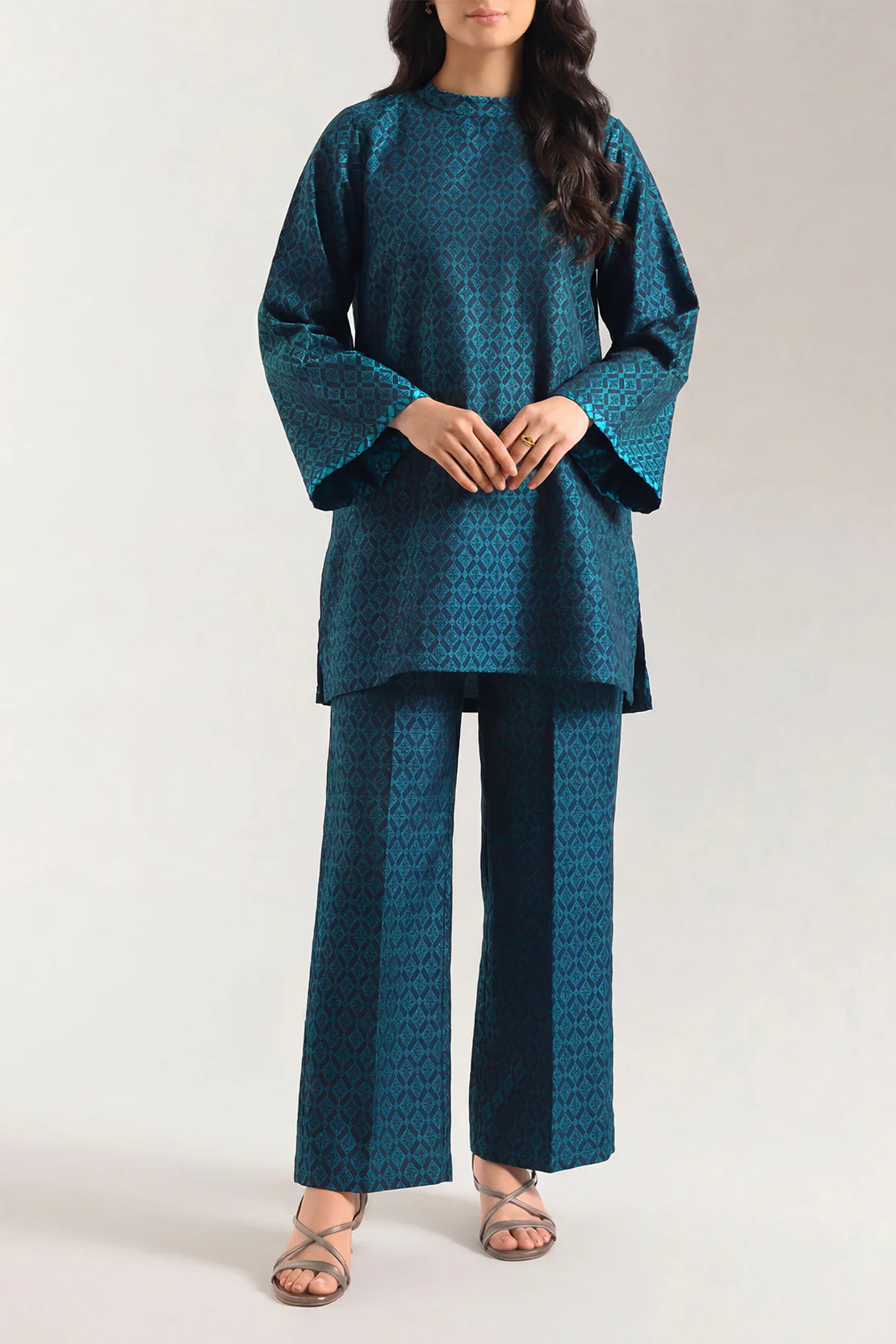 Cotton Jacquard Stitched 2 Piece (Shirt/Trouser) - Image 2