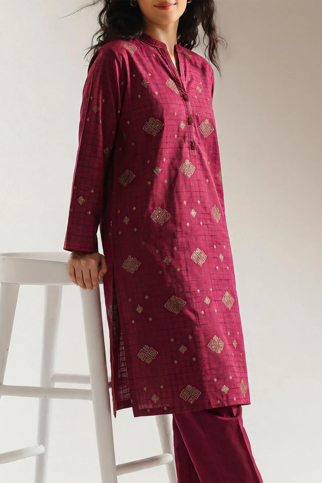 Cotton Jacquard Stitched 2 Piece (Shirt/Trouser) - Image 2