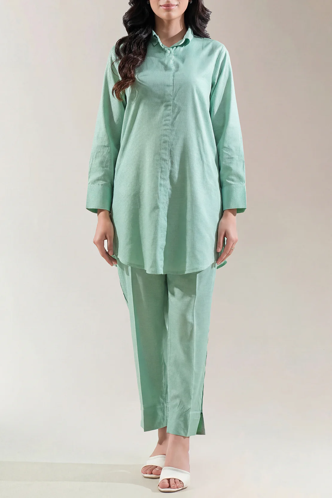 Cotton Jacquard Stitched 2 Piece (Shirt/Trouser)