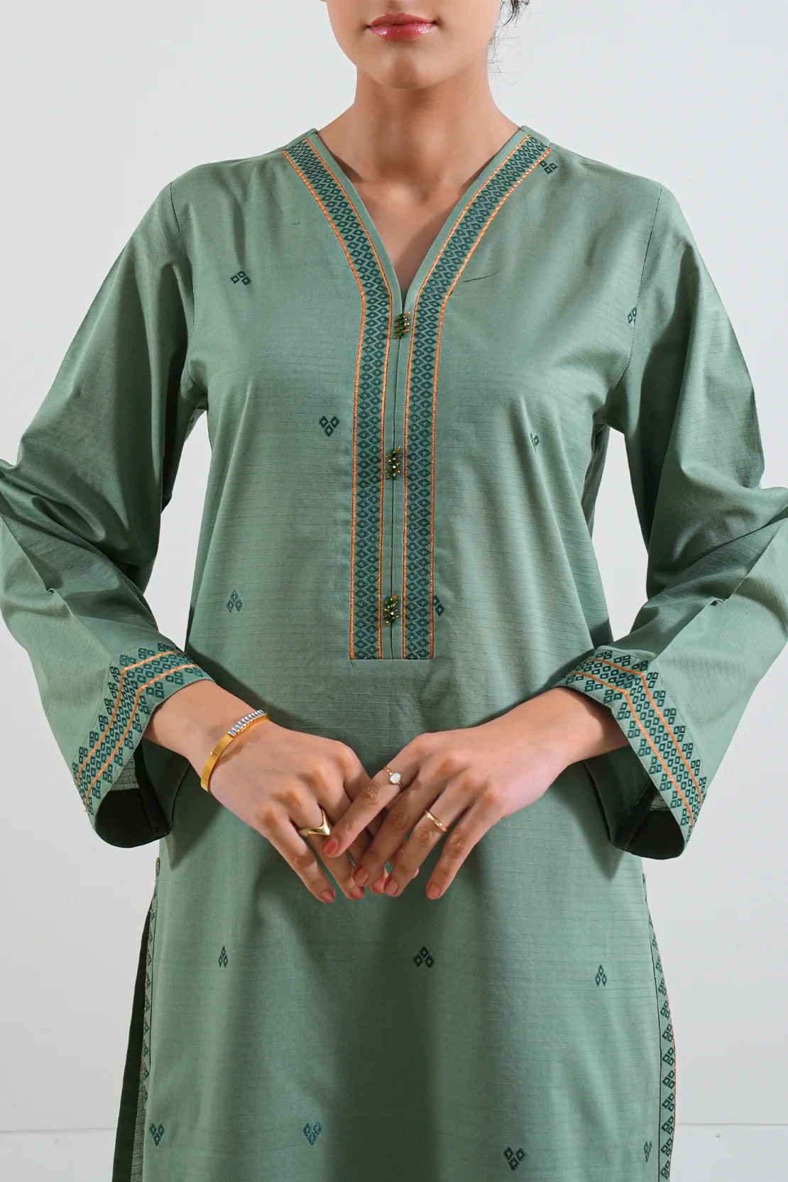 Cotton Jacquard Stitched 2 Piece (Shirt/Trouser) - Image 2