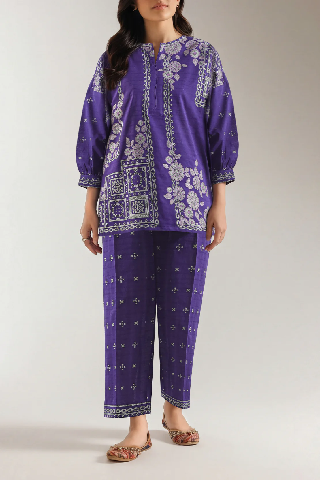 Cotton Jacquard Stitched 2 Piece (Shirt/Trouser)