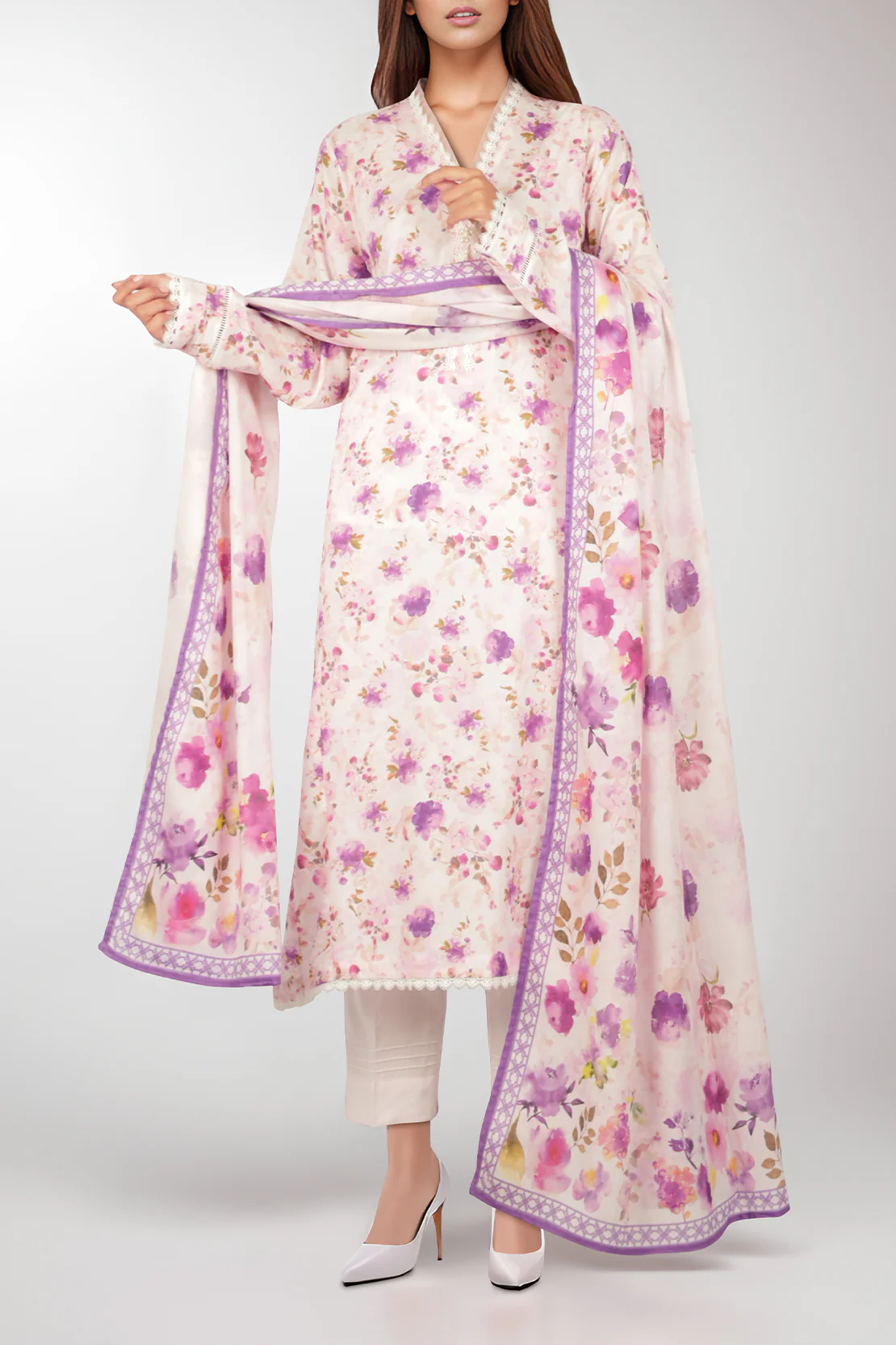 Cotton Jacquard Stitched 3 Piece