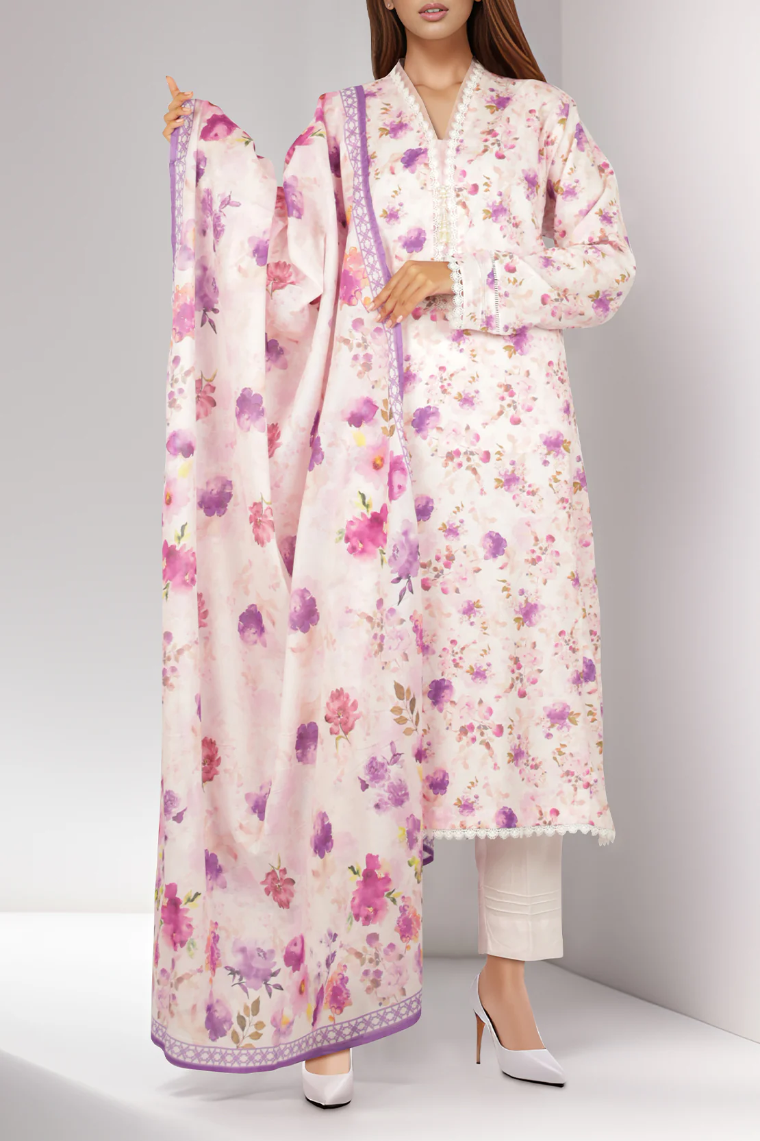 Cotton Jacquard Stitched 3 Piece - Image 2