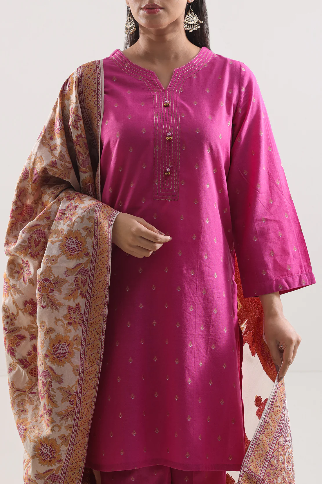Cotton Jacquard Stitched 3 Piece - Image 2