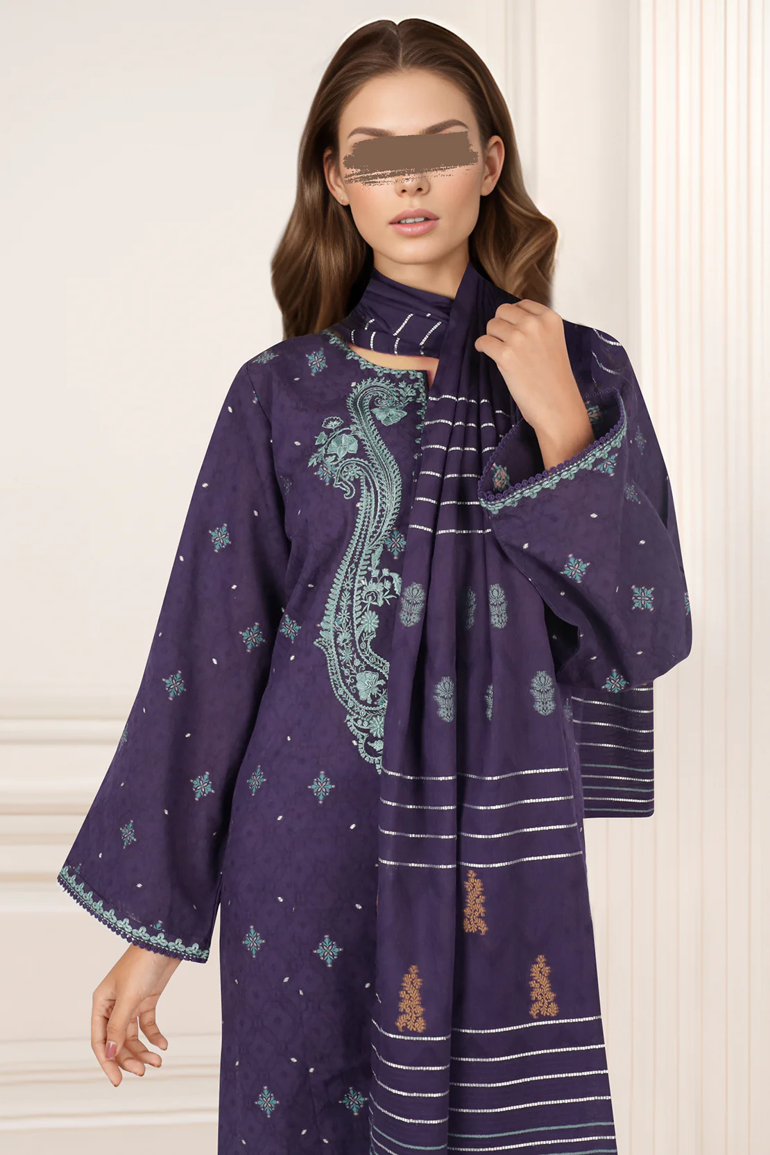 Cotton Jacquard Stole - Image 3