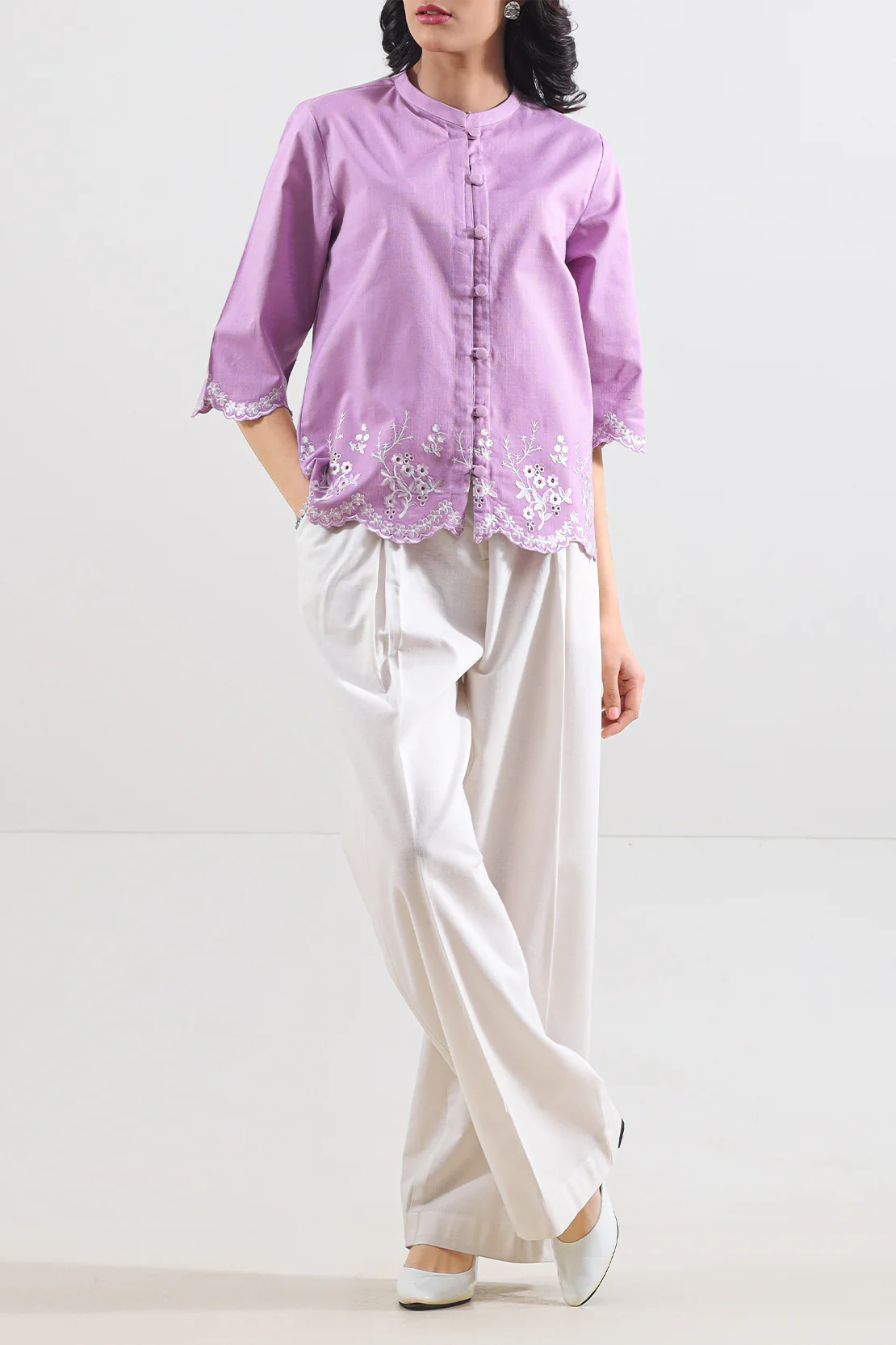 Cross Hatch Solid Emb Stitched Shirt - Image 2
