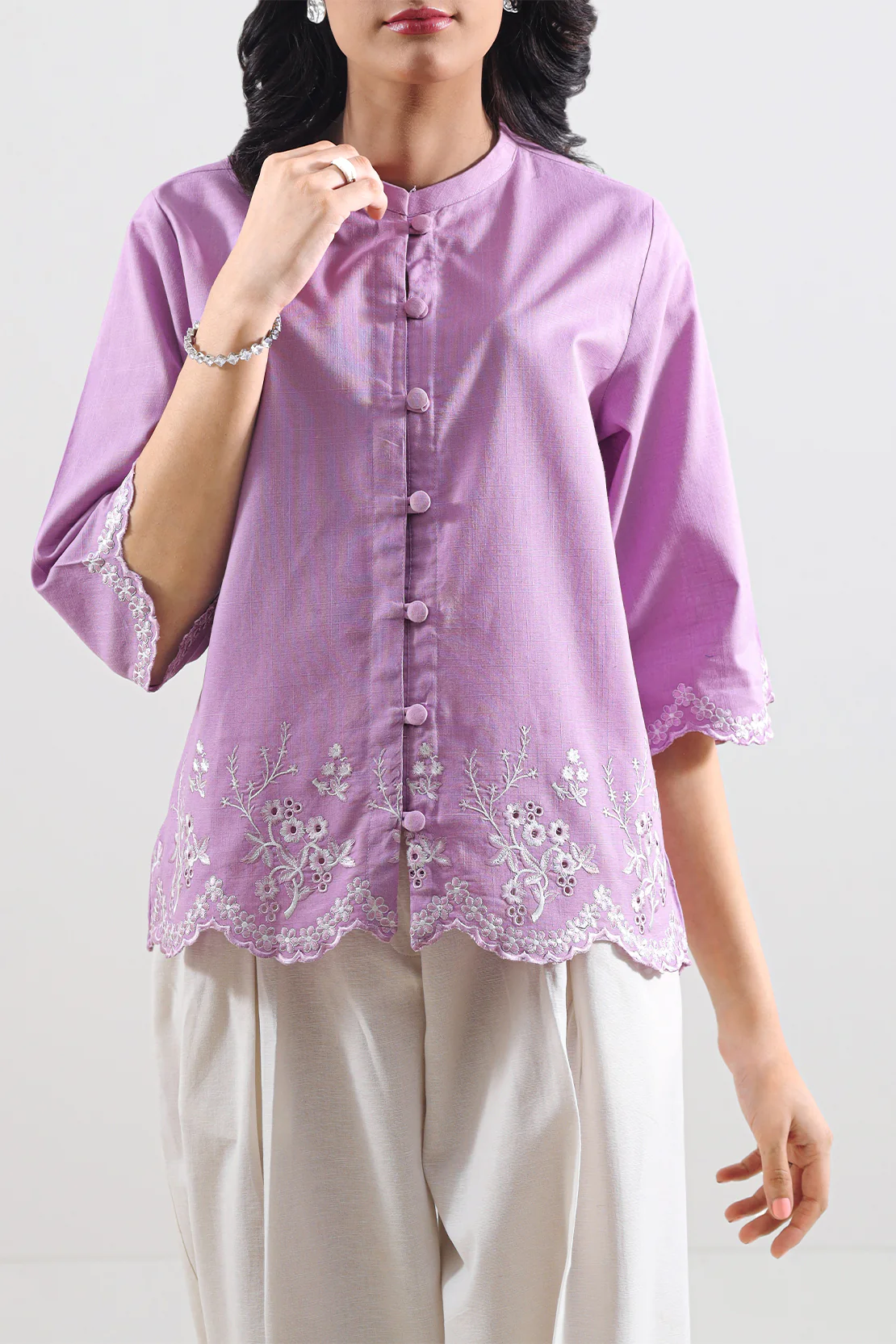 Cross Hatch Solid Emb Stitched Shirt - Image 4