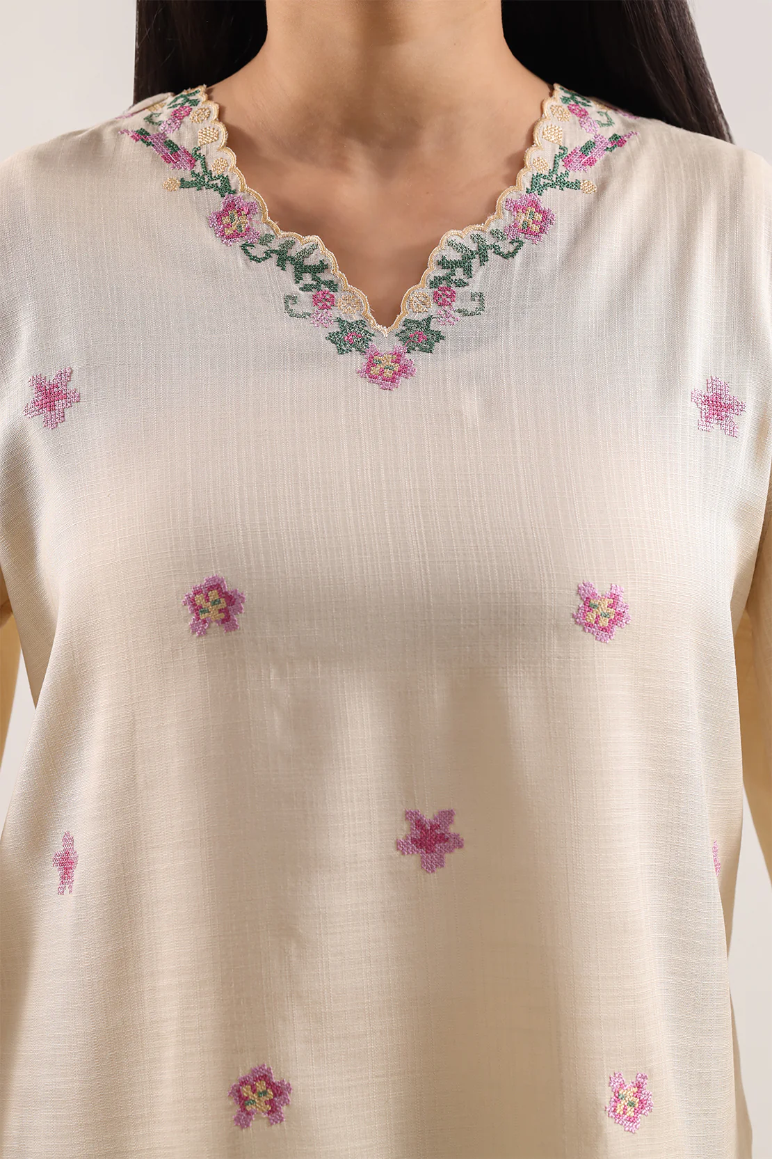 Cross Hatch Solid Emb Stitched Shirt - Image 3