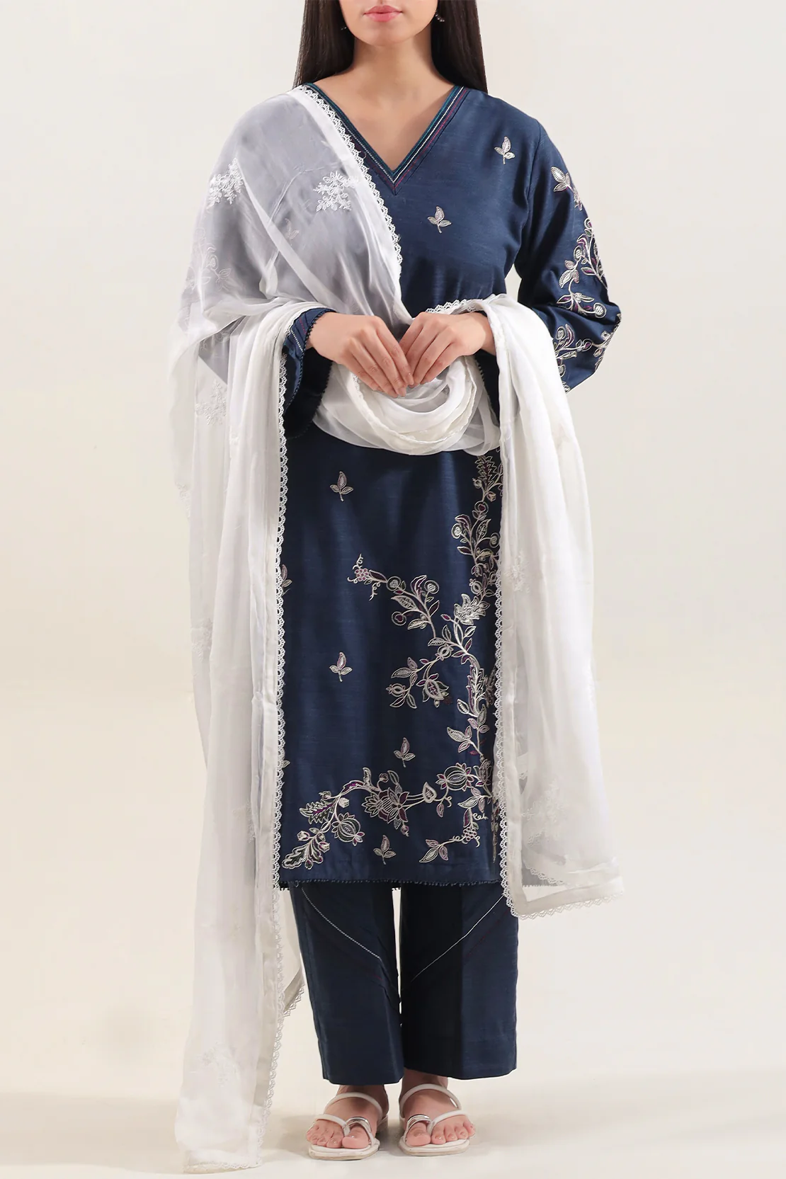 Embroidered Chiffon Dupatta - Image 3