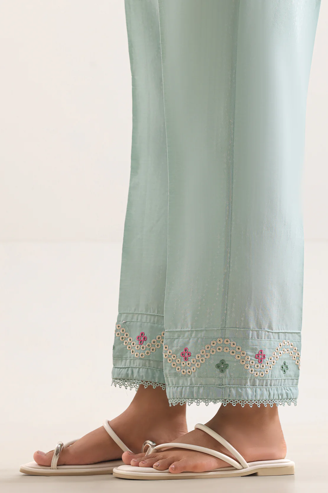 Embroidered Cotton Jacquard Pant
