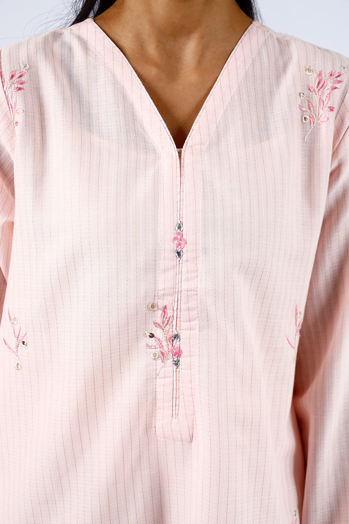 Embroidered Cotton Jacquard Stitched 2 Piece (Shirt/Trouser) - Image 3