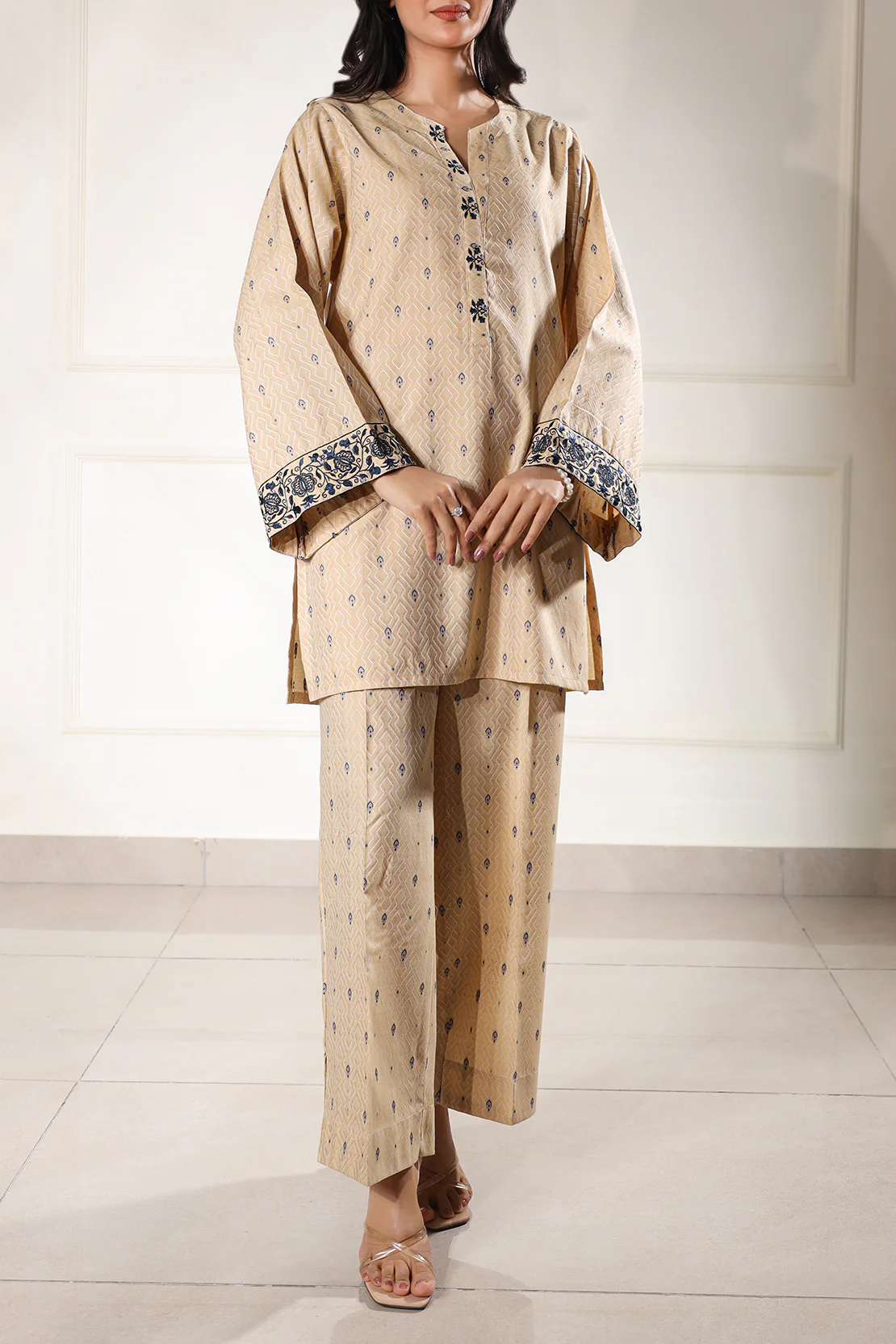 Embroidered Cotton Jacquard Stitched 2 Piece - Image 2