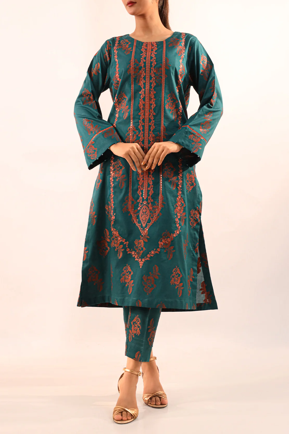 Embroidered Cotton Jacquard Stitched 2 Piece - Image 2