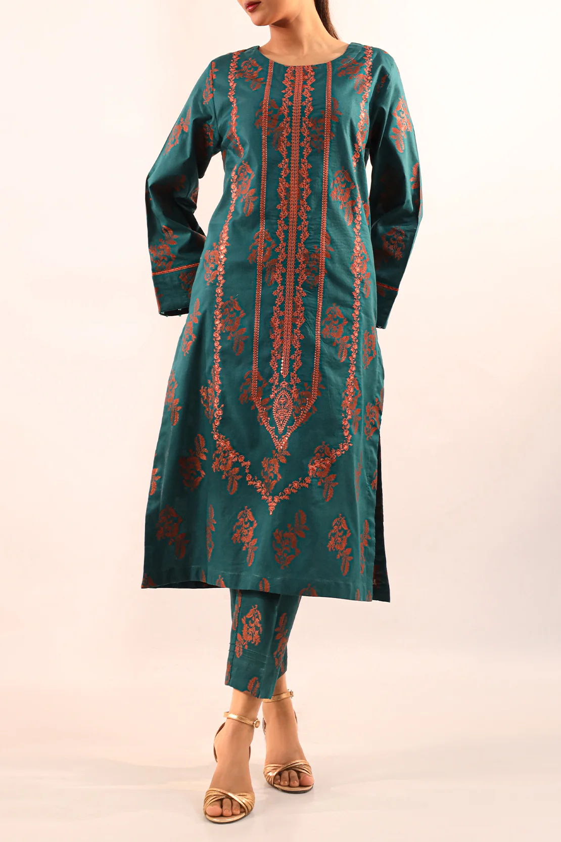 Embroidered Cotton Jacquard Stitched 2 Piece - Image 3