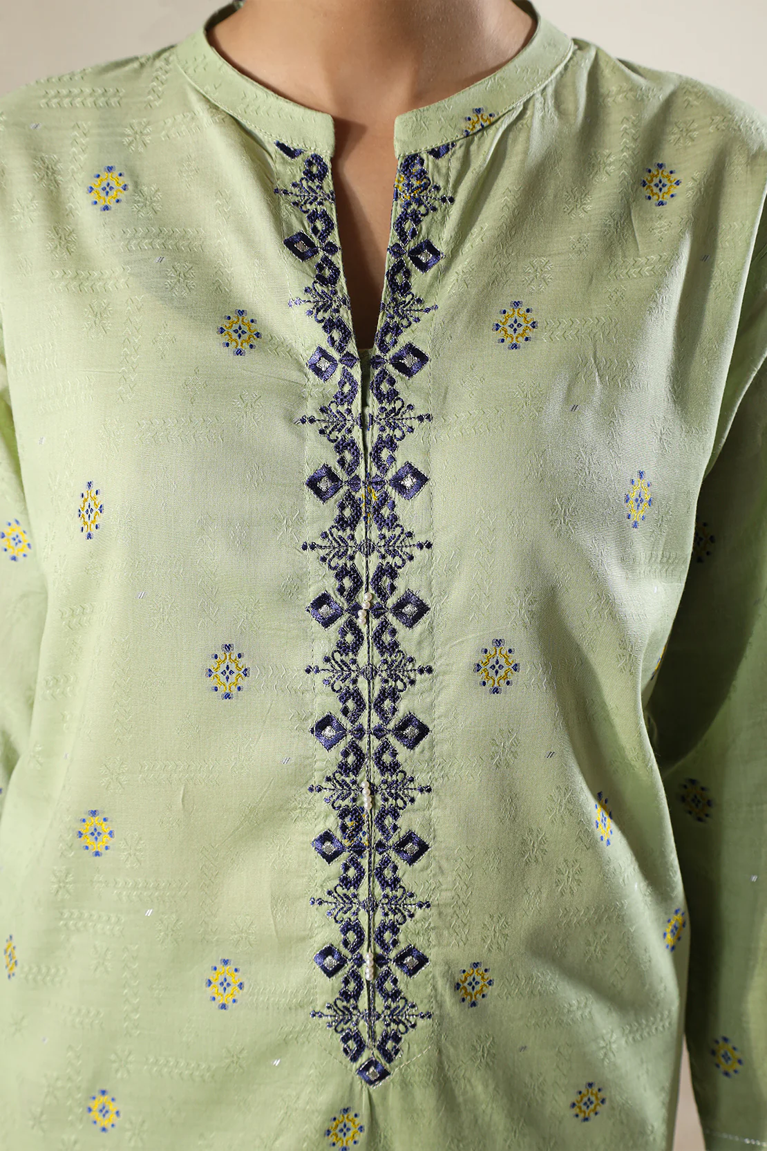 Embroidered Cotton Jacquard Stitched 2 Piece (Shirt/Trouser) - Image 6