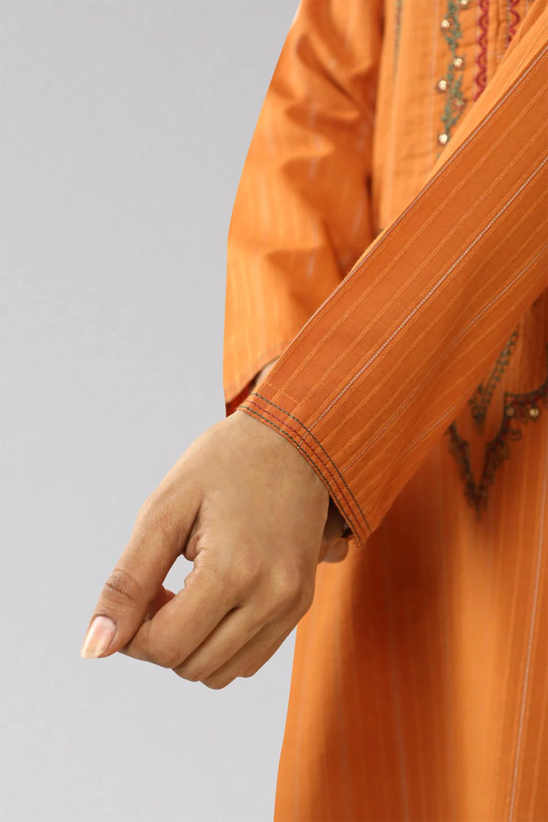Embroidered Cotton Jacquard Stitched 2 Piece (Shirt/Trouser) - Image 5