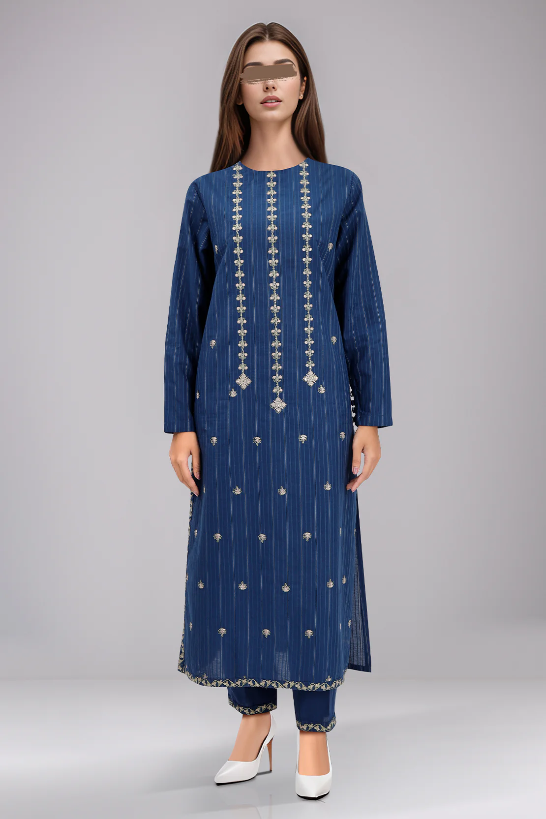 Embroidered Cotton Jacquard Stitched 2 Piece (Shirt/Trouser)