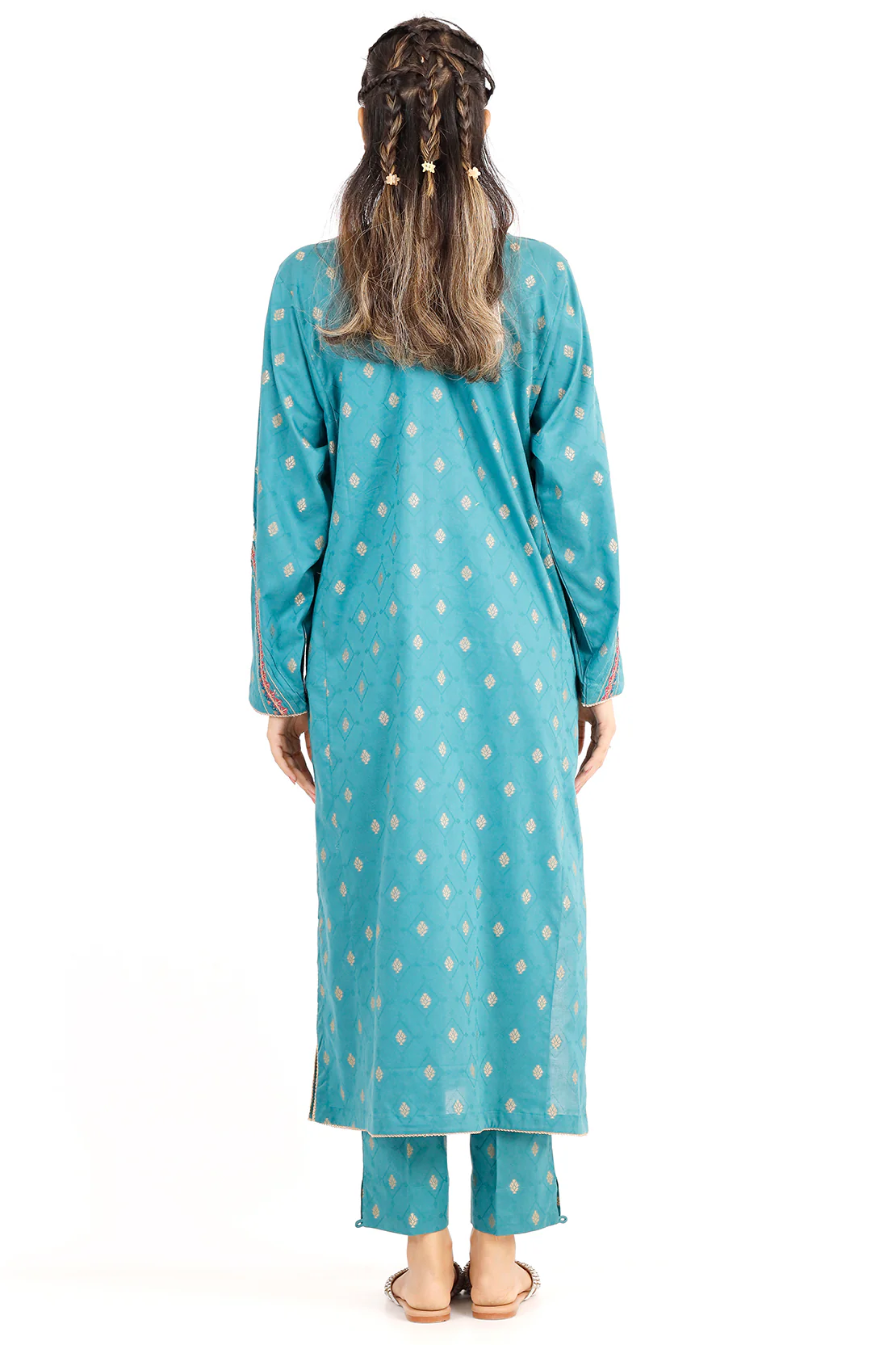 Embroidered Cotton Jacquard Stitched 2 Piece (Shirt/Trouser) - Image 5