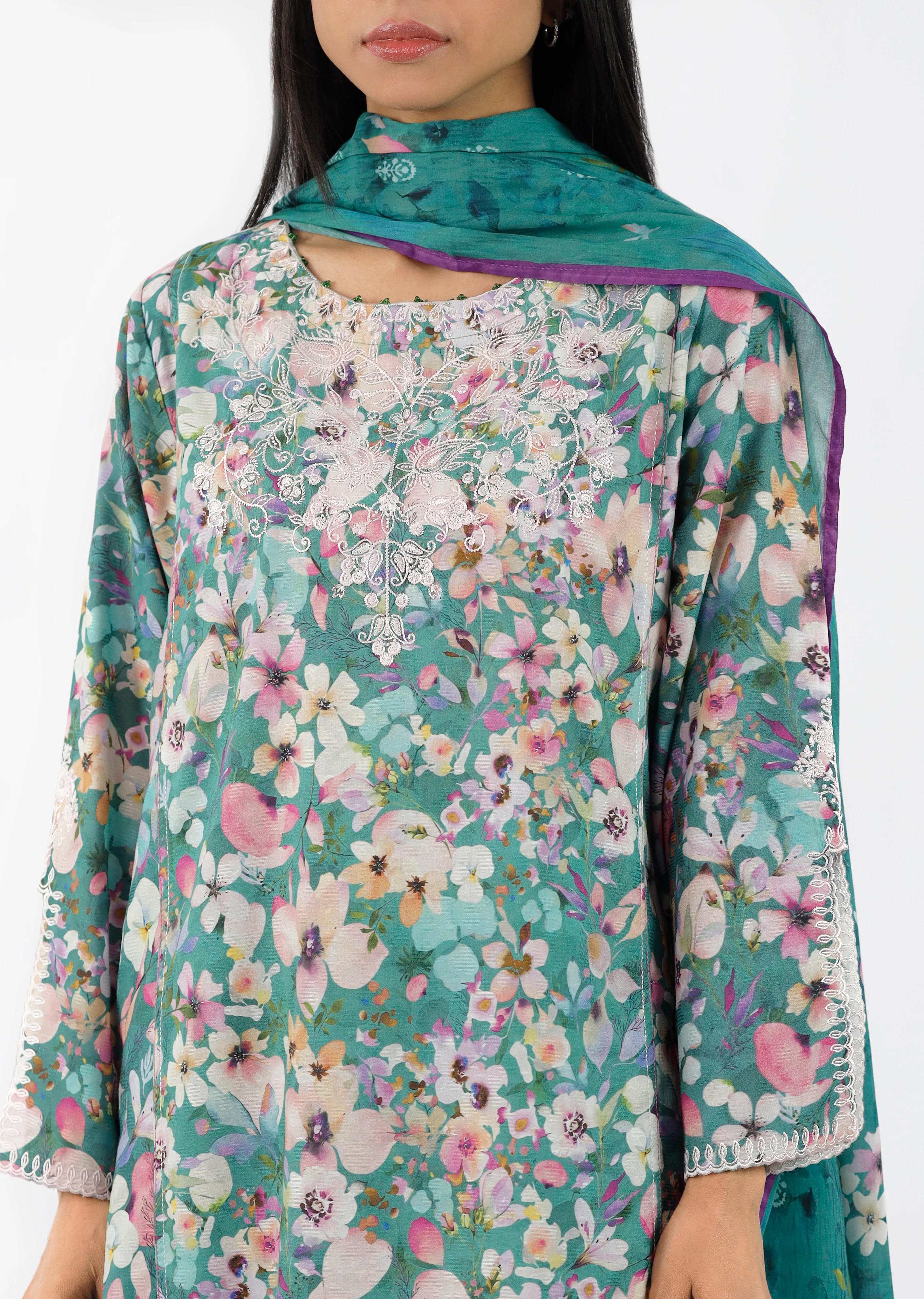 Embroidered Cotton Jacquard Stitched 2 Piece (Shirt/Trouser)