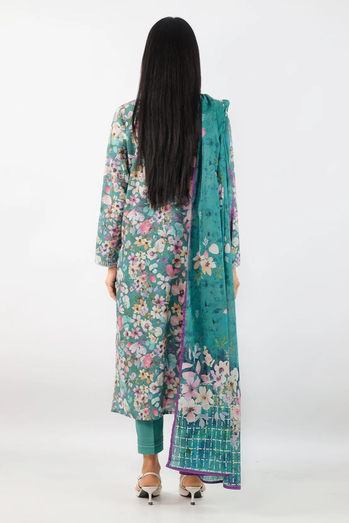 Embroidered Cotton Jacquard Stitched 2 Piece (Shirt/Trouser) - Image 4