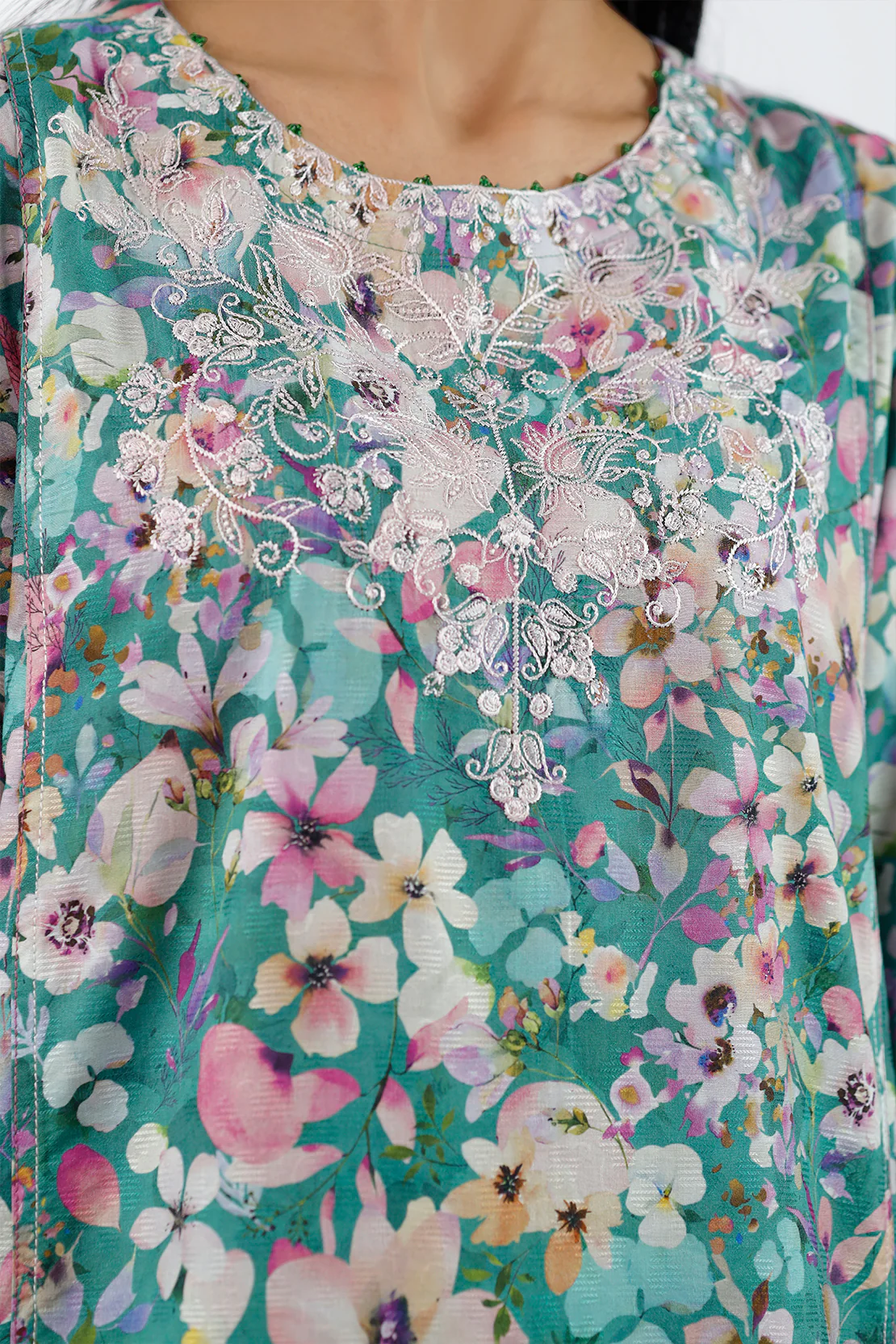 Embroidered Cotton Jacquard Stitched 2 Piece (Shirt/Trouser) - Image 7